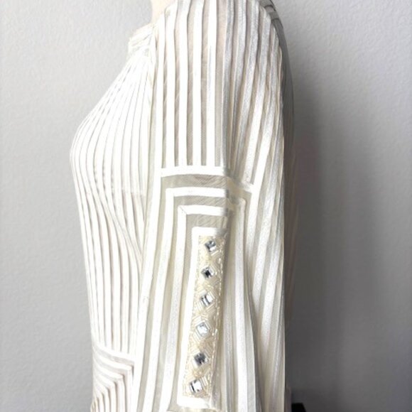 Obstinee by IKA Ivory Ribboned and Sequined Tunic Size 6 - Picture 8 of 11